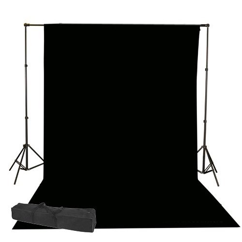 Fancierstudio Black Muslin Backdrop Support System Kit, 10 x 20 Black Muslin Backdrop-0
