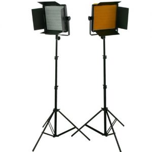 2 x Dimmerable 600 LED Video Photo Studio Lighting Lite Panel with Stands, Sony V mount, 110V-230V-0
