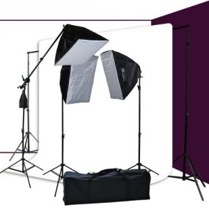 3200 Watt Softbox Photo Video Studio Portrait Lighting & 10x12 White Muslin Backdrop Support Stand Set H604SB2-1012W-1310