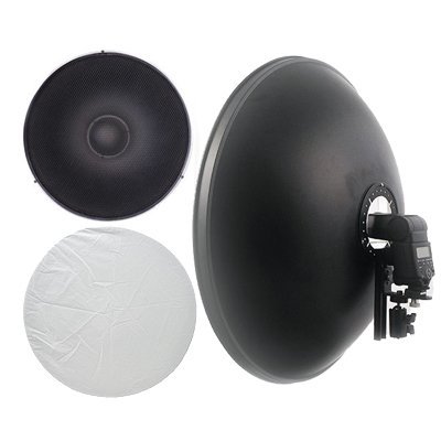 22-Inch Beauty Dish Bracket with White Diffuser and Honeycomb Mount A121BH-0