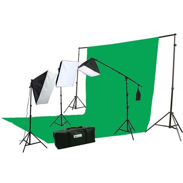 2400 Watt Softbox Lighting Kit Chromakey Green Screen Video Lighting Kit Thre... 