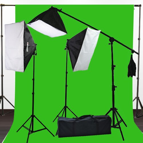 2400 Watt Photography Studio Video Light Lighting 10x20 Green Screen Background Stands Case Kits H9004SB2-1020G-0