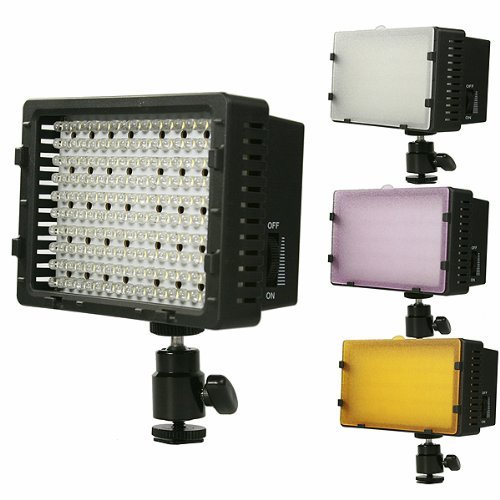 On Camera DV Camcorder DSLR 170 LED Video Photo Lite Panel Lighting with Metal Swivel Hotshoe Adapter CN170-0