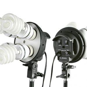 Fancierstudio 2400 Watt Photo Studio Kit Light Kit Lighting Kit With 6'x9' Black White Muslin Backdrop and Background Stand By Fancierstudio UL9004S3-69BWG-577
