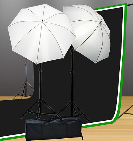 Fancierstudio Lighting Kit Light Kit Background Stand Chromakey Green Screen, Black Muslin Backdrop, White Muslin Backdrop Kit By Fancierstudio U69BWG-0